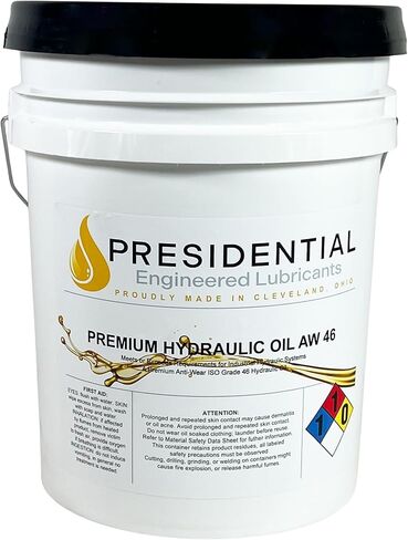 Presidential Hydraulic Oil 46 - ISO AW 46 Hydraulic Fluid - Premium Oils & Fluids for Machine Rust and Corrosion Protection - Anti-Foam, Low Temperature Fluidity - Made in USA (5 Gallon Pail) in Saudi Arabia