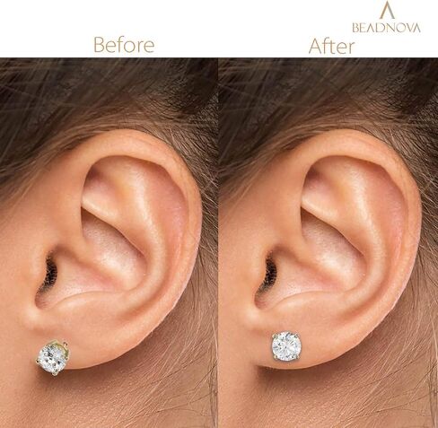 حلق خلفي من BEADNOVA Magic Earring Lifter للحلق المتدلي مع وسادة للقرط الثقيل (نمط القلب، مزيج 3 ألوان - مطلي بالذهب، فضي، ذهبي وردي) in Kuwait
