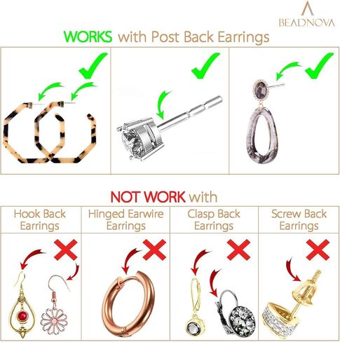 حلق خلفي من BEADNOVA Magic Earring Lifter للحلق المتدلي مع وسادة للقرط الثقيل (نمط القلب، مزيج 3 ألوان - مطلي بالذهب، فضي، ذهبي وردي) in Kuwait