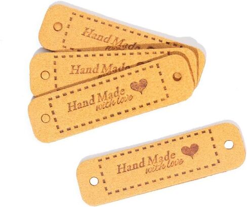 50 قطعة من علامات Borsgye المصنوعة من جلد البولي يوريثان، علامة منقوشة يدويًا من الجلد الصناعي، خياطة على ملصقات تزيين كروشيه، ملصقات حياكة DIY، حقائب جينز، أحذية، قبعة، إكسسوارات ملابس مع قلب - 10 ألوان in Kuwait