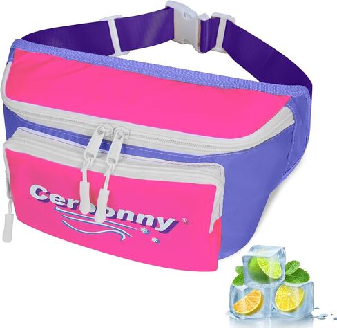 80s 90s الرجعية برودة فاني حزمة للنساء والرجال، حزمة فاني النيون معزولة فاني حزمة قابلة للتجميد مع الجيب الأمامي وحزام الخصر قابل للتعديل يحمل 3 علب في الهواء الطلق، والتخييم والحفلات in Kuwait