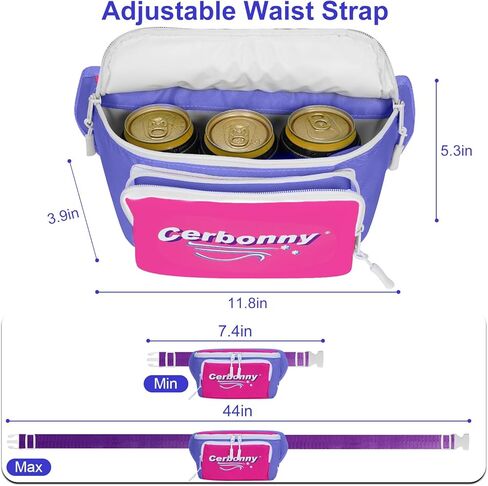 80s 90s الرجعية برودة فاني حزمة للنساء والرجال، حزمة فاني النيون معزولة فاني حزمة قابلة للتجميد مع الجيب الأمامي وحزام الخصر قابل للتعديل يحمل 3 علب في الهواء الطلق، والتخييم والحفلات in Kuwait