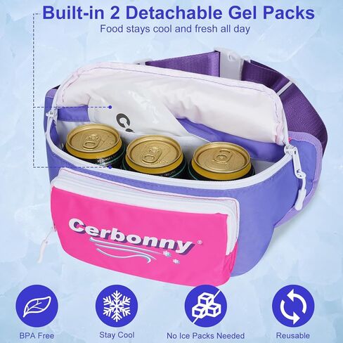 80s 90s الرجعية برودة فاني حزمة للنساء والرجال، حزمة فاني النيون معزولة فاني حزمة قابلة للتجميد مع الجيب الأمامي وحزام الخصر قابل للتعديل يحمل 3 علب في الهواء الطلق، والتخييم والحفلات in Kuwait