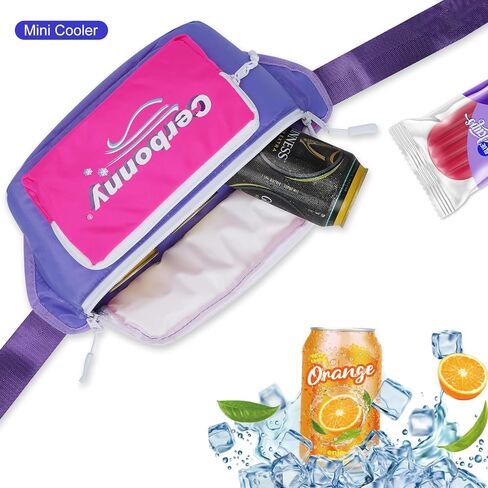 80s 90s الرجعية برودة فاني حزمة للنساء والرجال، حزمة فاني النيون معزولة فاني حزمة قابلة للتجميد مع الجيب الأمامي وحزام الخصر قابل للتعديل يحمل 3 علب في الهواء الطلق، والتخييم والحفلات in Kuwait