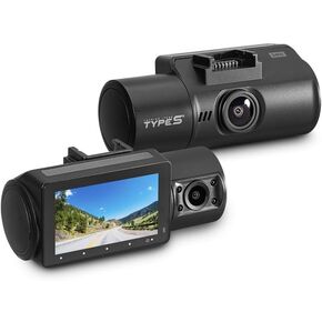 Type S S402 4K Dual View Car Dash Cam with 1080P Interior Surveillance Infrared Camera, Wireless Video Access via App Control, 24H Smart G-Sensor Monitoring, Night Vision, 16GB Memory Card Included