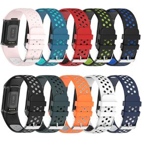 Compatible with Fitbit Charge 6/Fitbit Charge 5 Bands, Soft Silicone Replacement Wristband Fitness Tracker Accessories Strap for Women Men