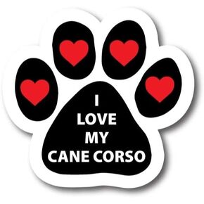 Magnet Me Up: I Love My Cane Corso Pup Pawprint Magnet Decal - 5 Inch - Heavy-Duty Automotive Magnet - Showcase Your Affection for Your Cane Corso Puppy - Ideal for Car, Truck, SUV