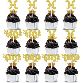 12Pcs Taurus Cupcake Topper, Big Taurus Energy/Taurus Season, 12 Constellation April/May Birthday Cupcake Decoration, Horoscope Astrology Birthday Party Supplies, Gold Glitter