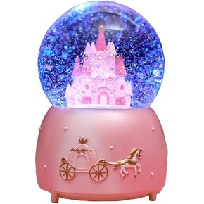 Castle Crystal Ball Music Box LED Light Rotating Musical Box Princess Crystal Globe Auto Snowing Night Light Lamp Gift for Birthday Christmas Thanksgiving Valentines Mother's Day