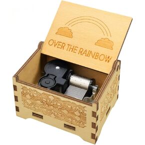 Over The Rainbow Music Box, 18 Note Hand Cranked Mechanism, Unique Valentine/Birthday
