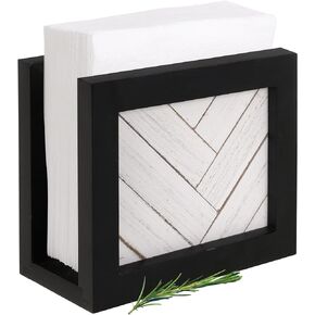 Autumn Alley Modern Farmhouse Napkin Holder for Table - Cute Black and White Napkin Holder in Rustic Shiplap Pattern - Upright Napkin Holders for Farmhouse Kitchen Décor
