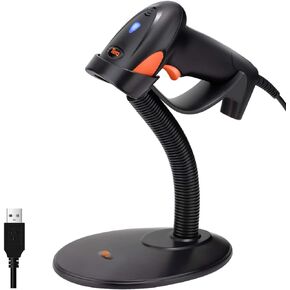 Tera Pro Extreme Performance Laser High Speed Barcode Scanner with Stand Auto Sensing On and Off by Smart Stand USB Wired 1D Handheld Plug and Play Bar Code Reader for Small Business Library 6900