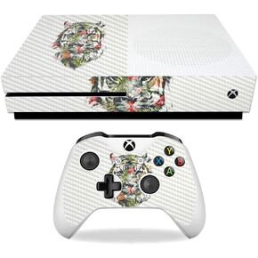 MightySkins Carbon Fiber Skin for Microsoft Xbox One S - Abstract Wood | Protective, Durable Textured Carbon Fiber Finish | Easy to Apply, Remove, and Change Styles | Made in The USA
