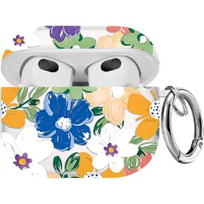 Maxjoy for Airpod 3rd Generation Case 2021 Flowers Cute Airpods Case 3rd Generation Clear Apple Airpods 3 Case Cover with Keychain for Women Girls