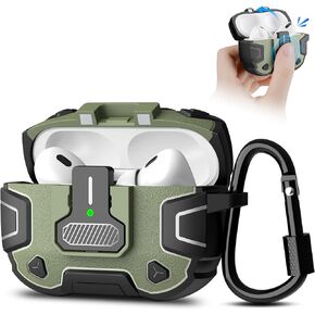 Nillkin Airpods Pro 2nd Generation Case with Secure Lock Magnets, Airpods Pro 2 Case for Men Women with Metal Keychain, Full Body Shockproof Protective Case for Airpods Pro 2 Case Cover 2022 Green