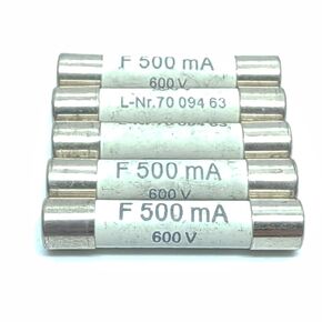 PMMCON 5 Pcs Ceramic Tube Cylindrical Fast Blow Fuses 7009463 F500mA 600V 6.3mmx32mm
