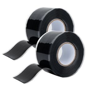SIDAZON 2 Rolls Self Fusing Silicone Tape 1in x10ft Waterproof Rubber Tape, Water Hose Leak Seal Tape, Rescue Tape,Pipe Plumbing Hose Repair Tape for Cable Insulating Strech Wrap Seal Black,Grip Tape