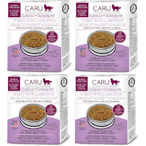 Caru - Classics Turkey with Lamb Stew for Dogs - Healthy Wet Dog Food or Food Topper - Balanced Omega Blend - 12.5 oz Cartons - Pack of 4
