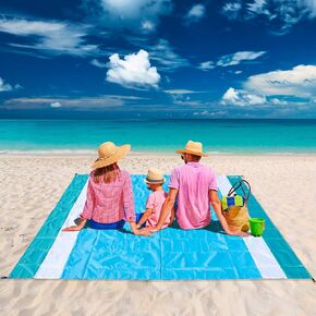 Picnic Blanket Beach Blanket, Waterproof Sandproof, Oversized Lightweight Beach Mat for 4-7 Adults, Outdoor Blanket, Portable Picnic Mat for Travel, Camping, Hiking (Blue - 95" x 108") in Saudi Arabia