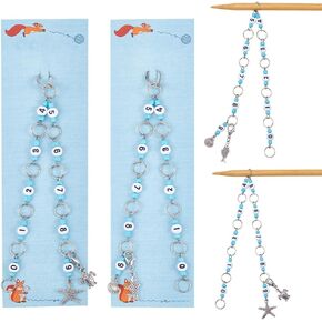 NBEADS 2 أنماط سلاسل حياكة حيوانات البحر، علامات غرز أكريليك أرقام زجاجية مطرزة بغرزة الكروشيه ملحقات الحياكة لنسيج خياطة اللحف