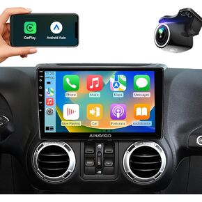 10.2 Inch Car Radio Stereo Upgrade Replacement for Jeep Wrangler JK Compass Grand Cherokee Dodge Ram with Wireless Apple CarPlay/Android Auto/Touch Screen/Android12/GPS Navigation/HD Backup Camera