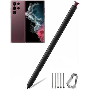 Galaxy S22 Stylus Pen Replacement for Samsung Galaxy S22 Ultra 5G Touch Stylus Pen, S22 S Pen Without Bluetooth Replacement + Tips/Nibs (Burgundy)