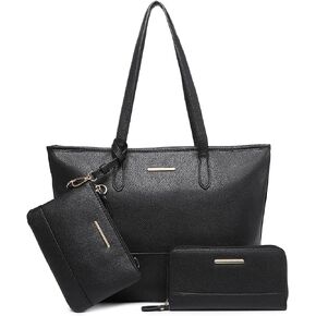 3PCS Purses and Handbags for Women Large Tote Crossbody Bag PU Leather Top Handle Shoulder Satchel Purse with Wallet