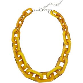 ZENZII Colorful Acrylic Resin Link Collar Necklace - Fashion Chain Jewelry for Women Gameday, Casual Wear, and Gift
