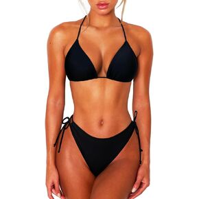 2 Piece Bikini Sets for Women Cute Swimsuits Bikini Tops Full Coverage Bottoms Bathing Suit Black