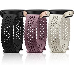 Dirrelo Lace Bands متوافقة مع Samsung Galaxy Watch 6 5 4 40mm 44mm، Galaxy Watch 5 Pro Band 45mm/Watch 6 4 Classic Band 42mm 46mm 43mm 47mm/Active 2,20mm 3حزمة حزام رياضي من السيليكون الناعم المجوف