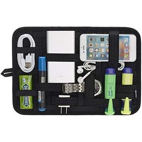 JOTO Electronics Organizer, Travel Gear Management Organize Case for Electronics Accessories Tools Hard Drive Memory Card Flash Drive Cables Charger Cosmetics Brush Personal Care Kit - Large (Black)