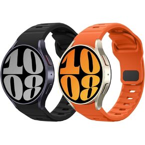 MoKo Rugged No Gap Bands Compatible with Samsung Galaxy Watch 6 5 4 Band 40mm 44mm/6 Classic 43mm 47mm/Watch 5 Pro 45mm/4 Classic 42mm 46mm, 20mm Silicone Replacement Sport Strap Men