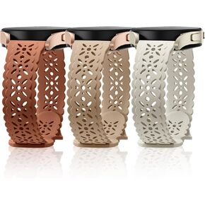 Dirrelo Lace Bands Compatible with Samsung Galaxy Watch 6 5 4 40mm 44mm,Galaxy Watch 5 Pro Band 45mm/Watch 6 4 Classic Band 42mm 46mm 43mm 47mm/Active 2,20mm 3Pack Soft Hollow-out Silicone Sport Strap