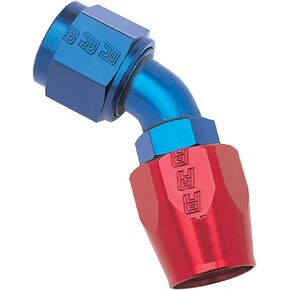 Edelbrock/Russell 610110 Red/Blue Anodized Aluminum -10AN 45-Degree Hose End