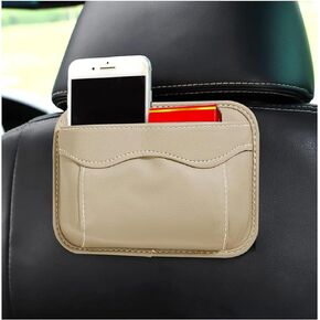 Car Seat Side Pocket Organizer, PU Leather Cell Phone Sunglasses Storage Pocket, Mini Seat Gap Filler Pouch for Auto Seat Door Window Console, Interior Car Accessories (Black)