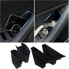 4 Pcs Tesla Door Side Storage Box Door Handle Pocket Armrest Tray Kit, Flocking and ABS Material, Compatible with Model-Y Model-3 2021 to Present in Kuwait