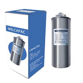 مكثف تيار متردد 45+7.5 فائق التوهج 45/7.5MFD ±6% 370V/440VAC CBB65 مكثف تشغيل دائري مزدوج لتشغيل محرك التيار المتردد أو تشغيل المروحة أو المكثف المستقيم (45+7.5 MFD)