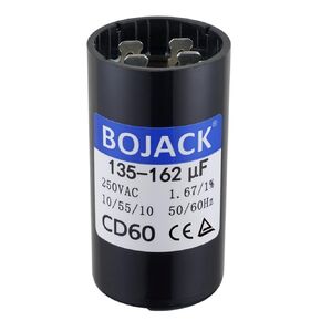 BOJACK 135-162 uf/MFD 250 VAC ±20% 50/60 Hz CD60 Round Motor Well Pump Start Capacitor