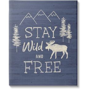 Stupell Industries Stay Wild & Free Moose Mountain Scene Rustic Wildlife, Design by Nina Seven