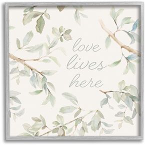 Stupell Industries Love Lives Here Cursive Botanical Branches Phrase, Design by Lanie Loreth