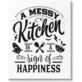 Stupell Industries Kitchen Happiness Retro Style Casual Silverware Motif, Design by Lettered and Lined