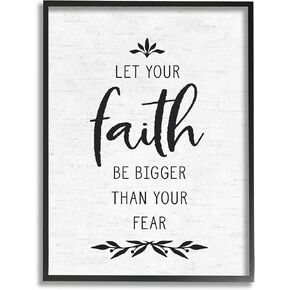 Stupell Industries Faith Over Fear Rustic Birch Pattern Botanical Motif, Design by Lettered and Lined