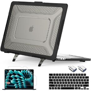 May Chen for MacBook Air 15 inch Case M2 A2941 / M3 A3114 Chip 2023 2024, Heavy Duty Shockproof Protective Hard Shell with Keyboard Cover for Durable Type, Midnight Green
