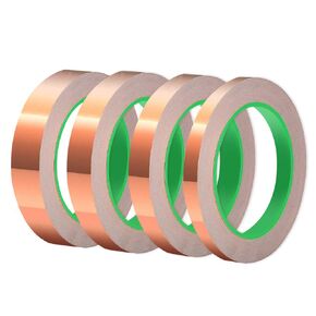 Oubaka 4 Pack Copper Foil Tape,Copper Tape Double-Sided Conductive Adhesive for EMI Shielding,Paper Circuits,Electrical Repairs,Grounding(1/8" x21.9yards)