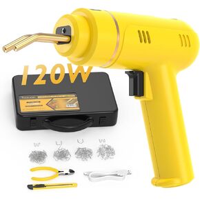 TOOLIOM Rechargeable Plastic Welder,100W USB-C Charging & Battery Powered Hot Stapler Plastic Repair Kit,Cordless Plastic Welder Gun with 400 Staples,Plastic Welding Kit for Bumper Plastics Repair