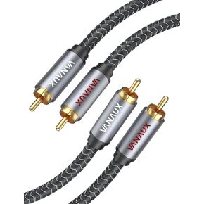 كابل RCA إلى 1/4، كابل ستيريو مزدوج 1/4 بوصة إلى ثنائي RCA، قابس هاتف أحادي 2x6.35 مم ذكر إلى 2RCA ذكر كابل توصيل صوتي مطلي بالذهب لمضخم صوت الميكروفون (3.3 قدم/1 متر)