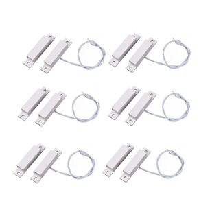 Magnetic Reed Switch MC-32 NC Surface Mount Wired Security Window Door Contact Sensor Alarm Magnetic Reed Switch White - (6 Sets)