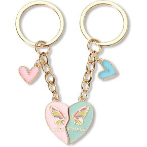 Matching Friendship Keychains for Women Birthday Gifts for Best Friend Wedding Day Gifts for Bride Cute Graduation Gifts for Teen Girls BFF Keychains for 2 Bestie Moving Away Gifts for Friends Female