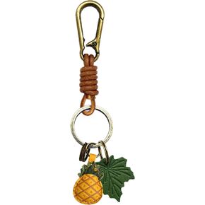 ZOUITY Leather Leaf Fruit Keychain Retro Accessories,Cute Keychains for Women Wallet Bag,Purse Keyring Holder