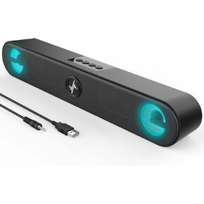 سماعات كمبيوتر LENRUE، سماعات كمبيوتر تعمل بمنفذ USB، كمبيوتر مكتبي بمدخل AUX بقدرة 10 وات مع صوت ستيريو وأضواء in Kuwait